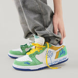 Tênis Sneaker Flower x Cat&Sofa Low Unissex Verde Branco Amarelo