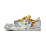 Tênis Sneaker Flower x Cat&Sofa Low Unissex Cinza e Branco