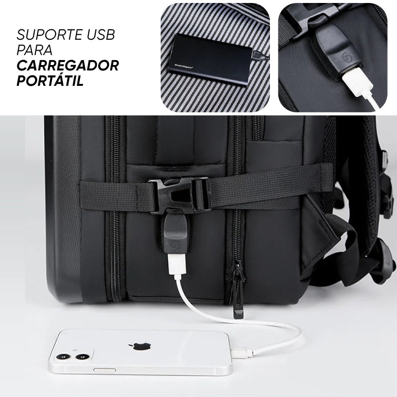 Mochila de Viagem Impermeável Porta USB Deluxe