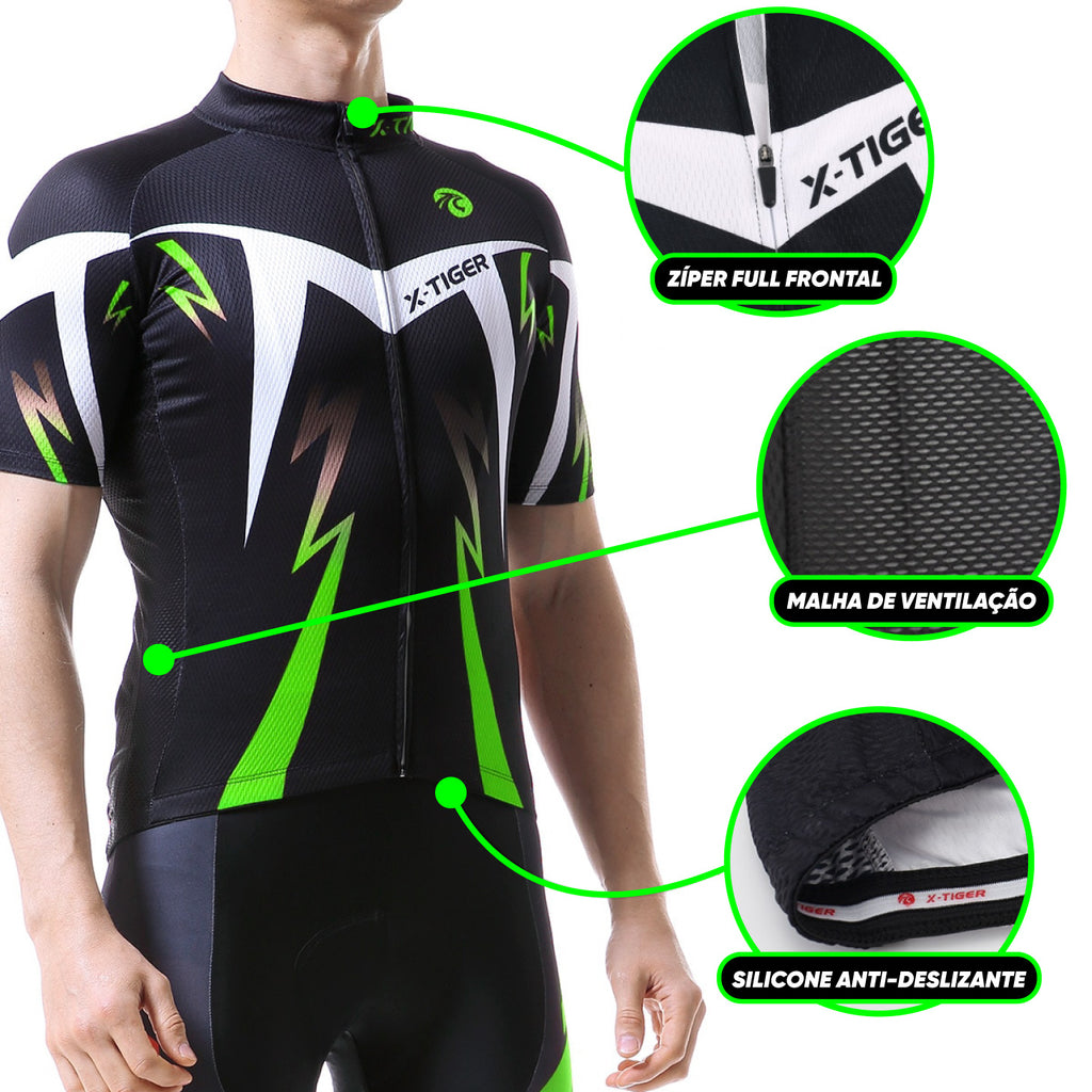 Roupa de Ciclismo Masculina X-Tiger Camisa Short Bretelle - Vanity Shop